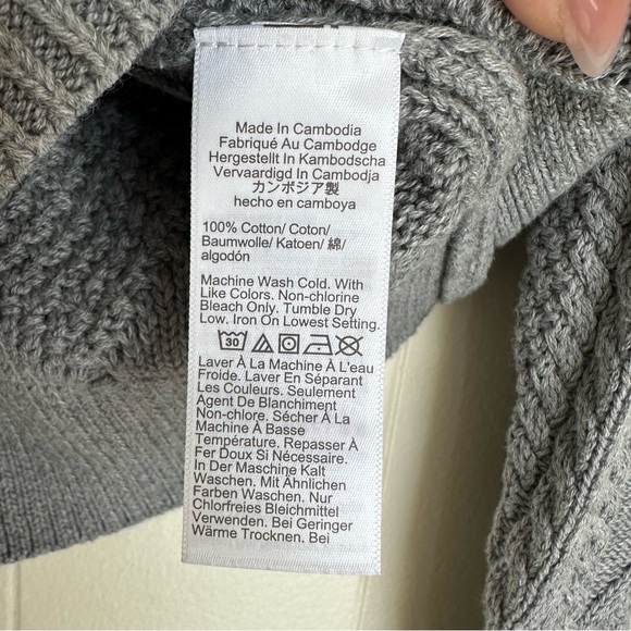 NWT J. CREW Cotton Cable Knit Crewneck Sweater Heather Boulder Gray XSmall - Picture 7 of 9